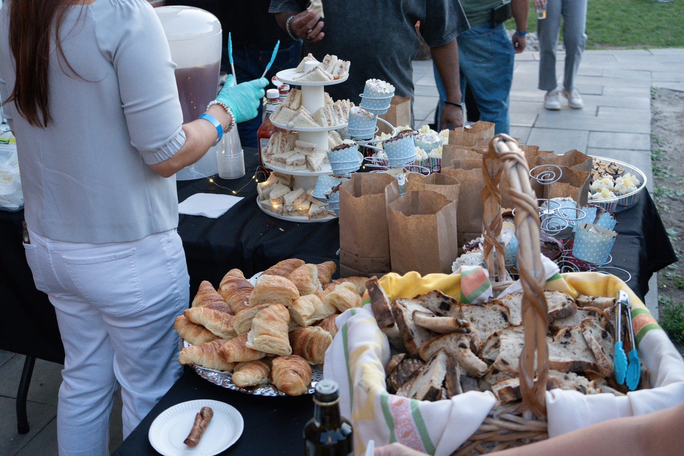 The food table, refilled through the evening