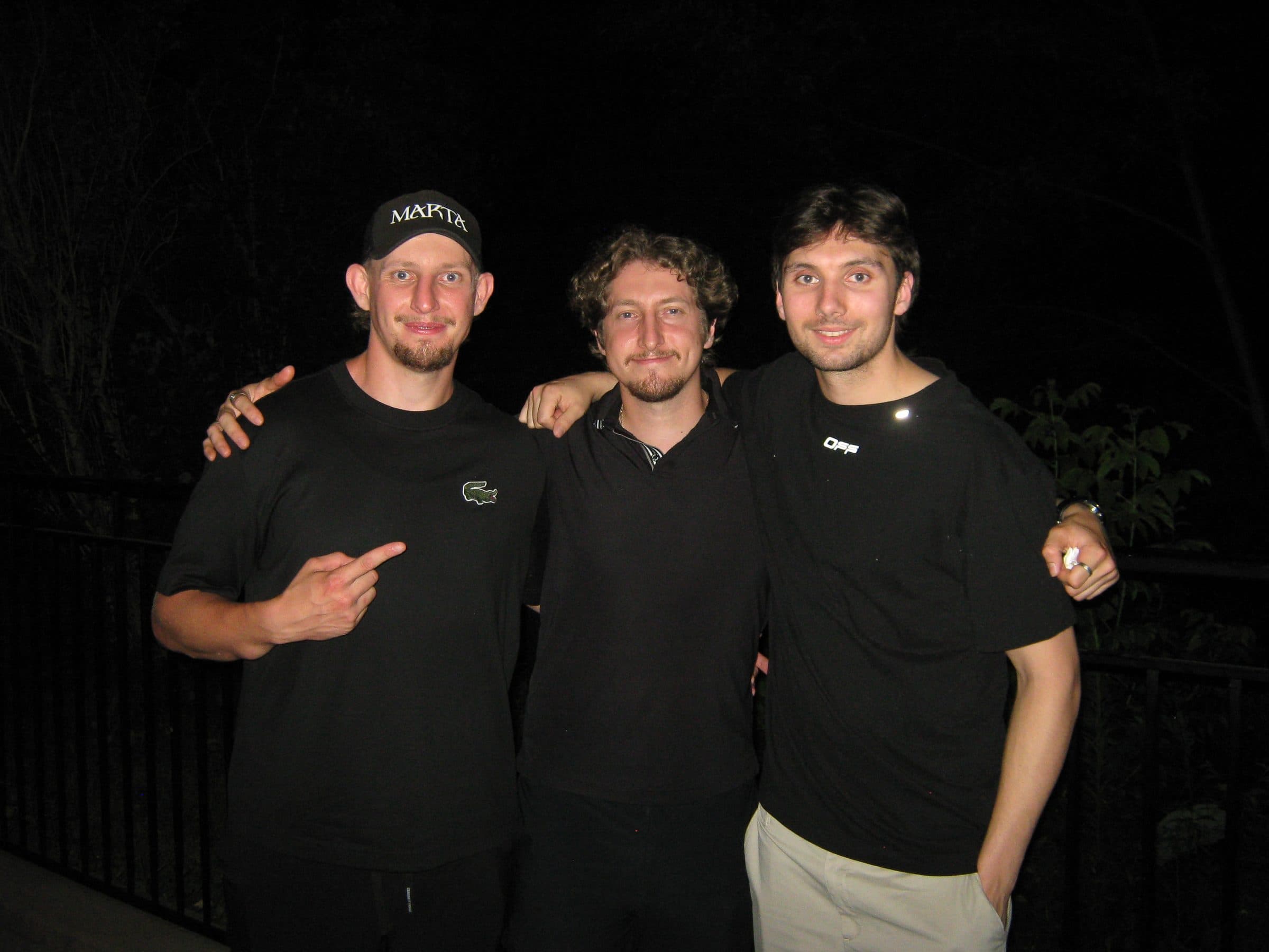 Three friends at the end of the night